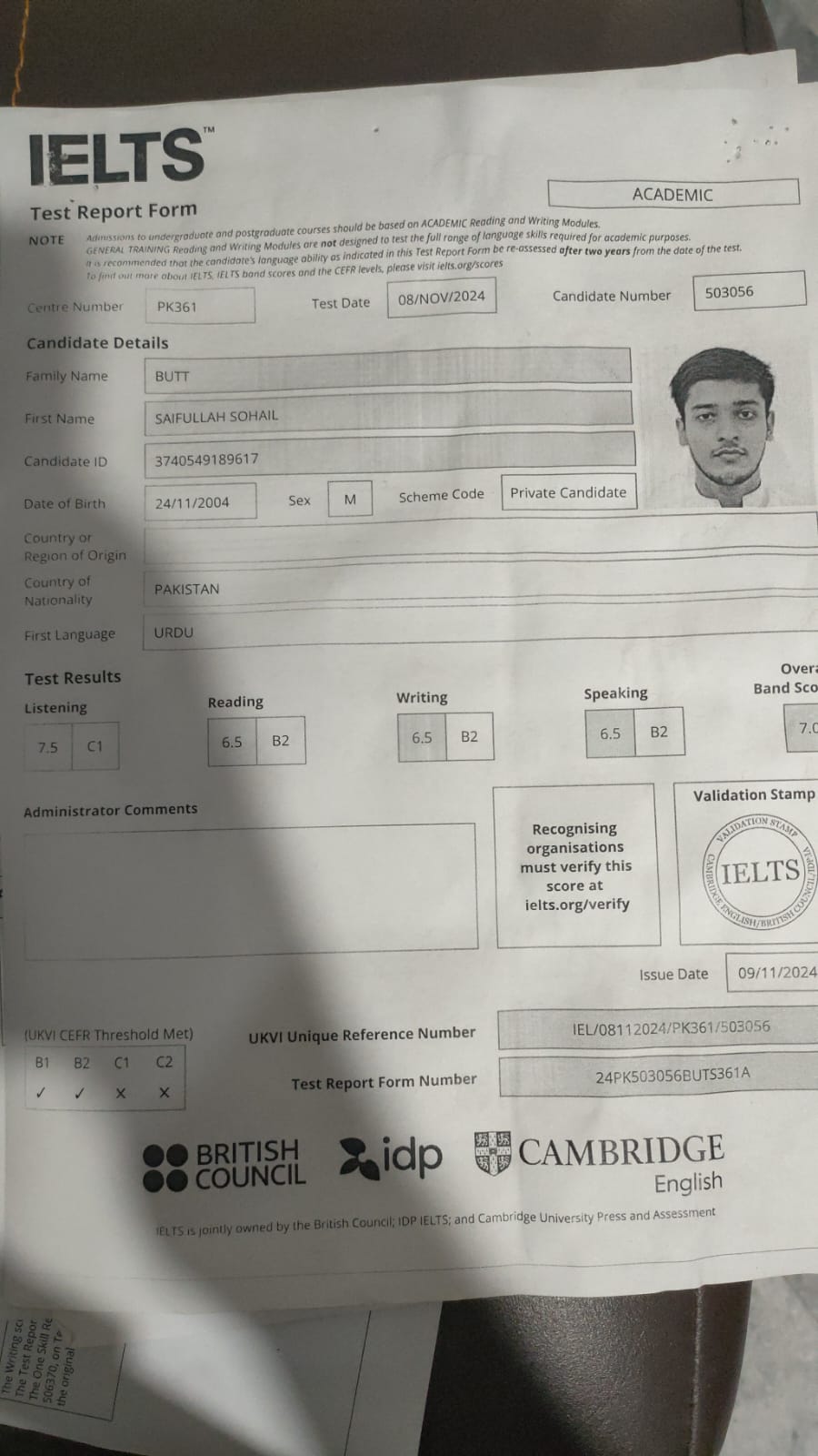 IELTS Certificate