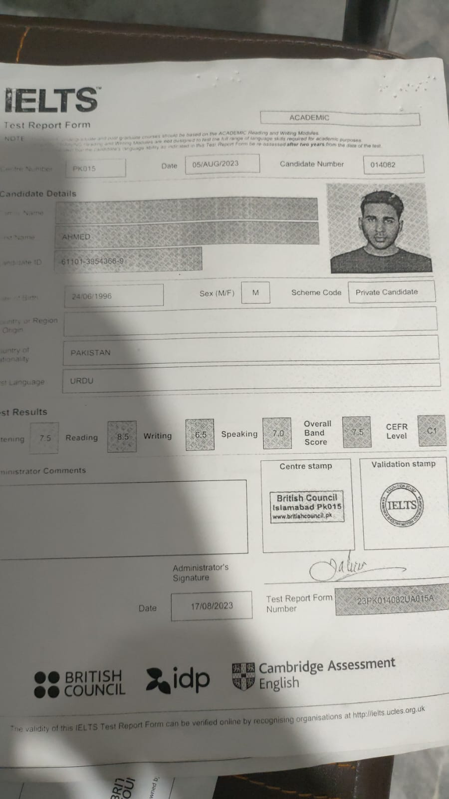 IELTS Certificate