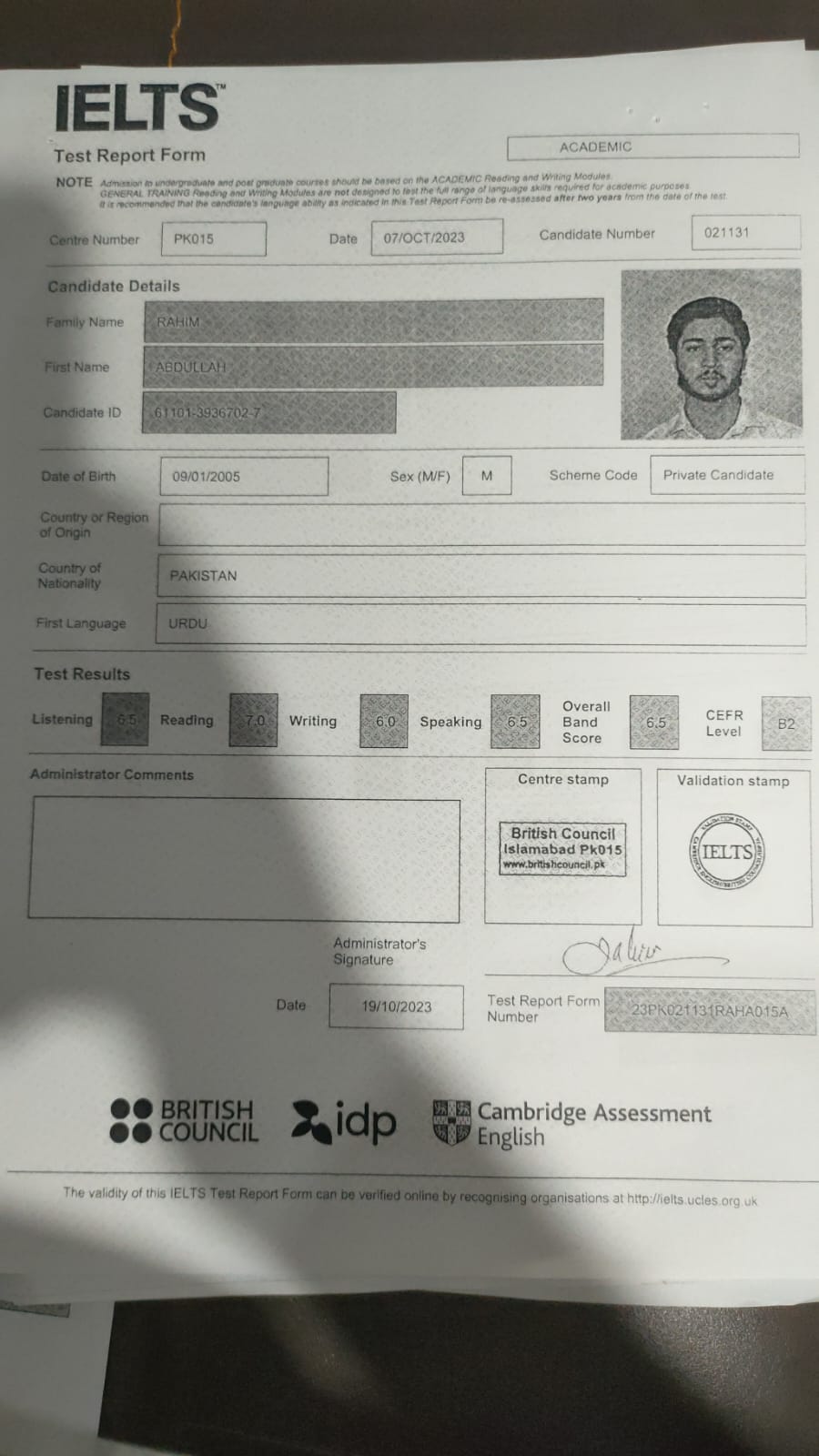 IELTS Certificate