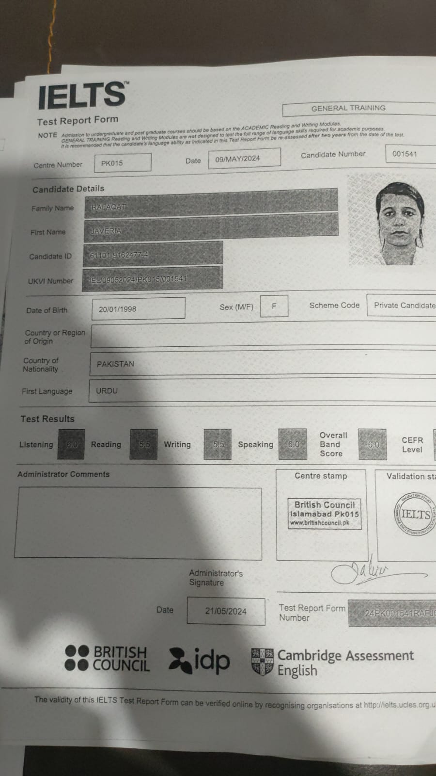 IELTS Certificate