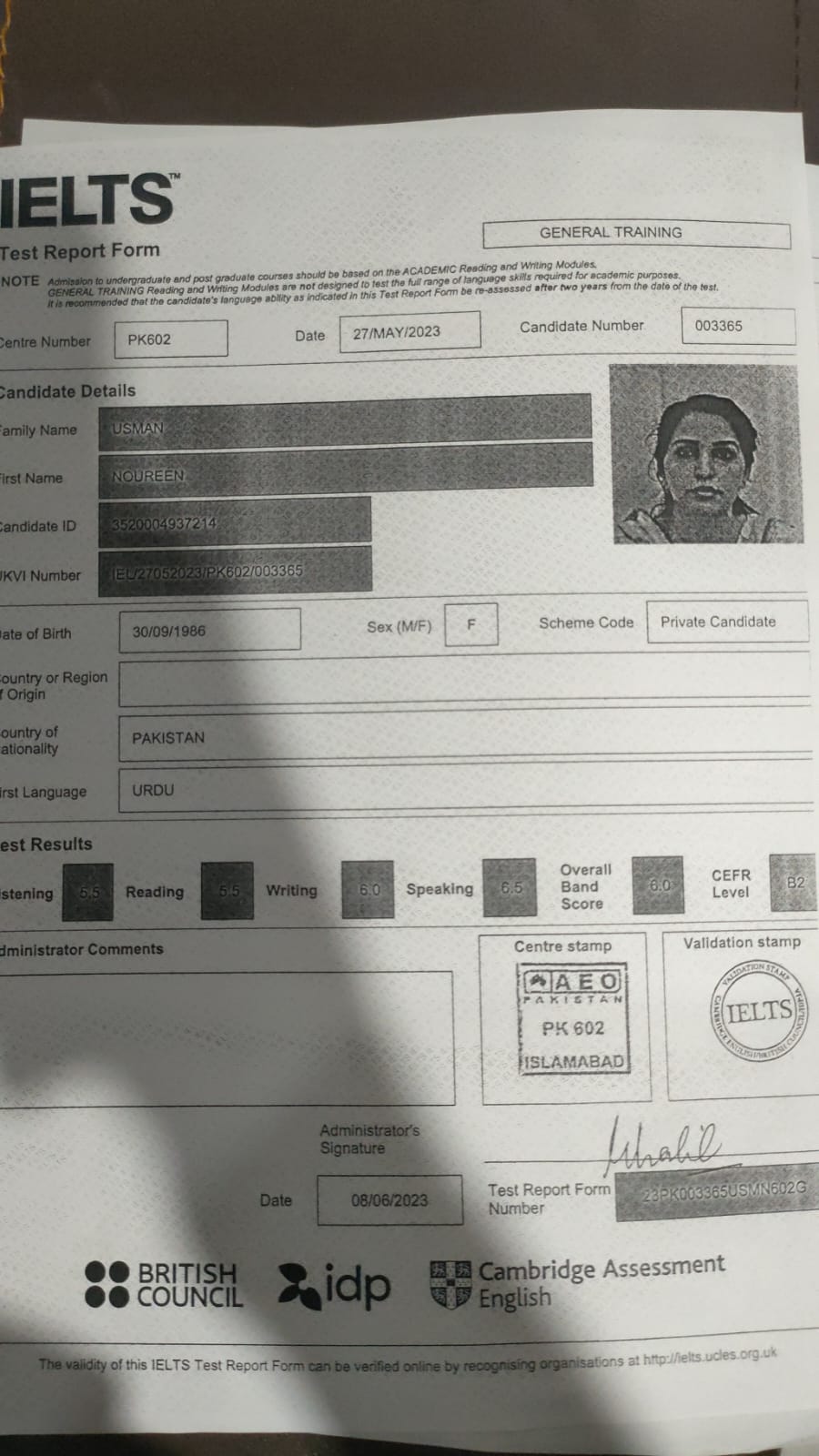 IELTS Certificate