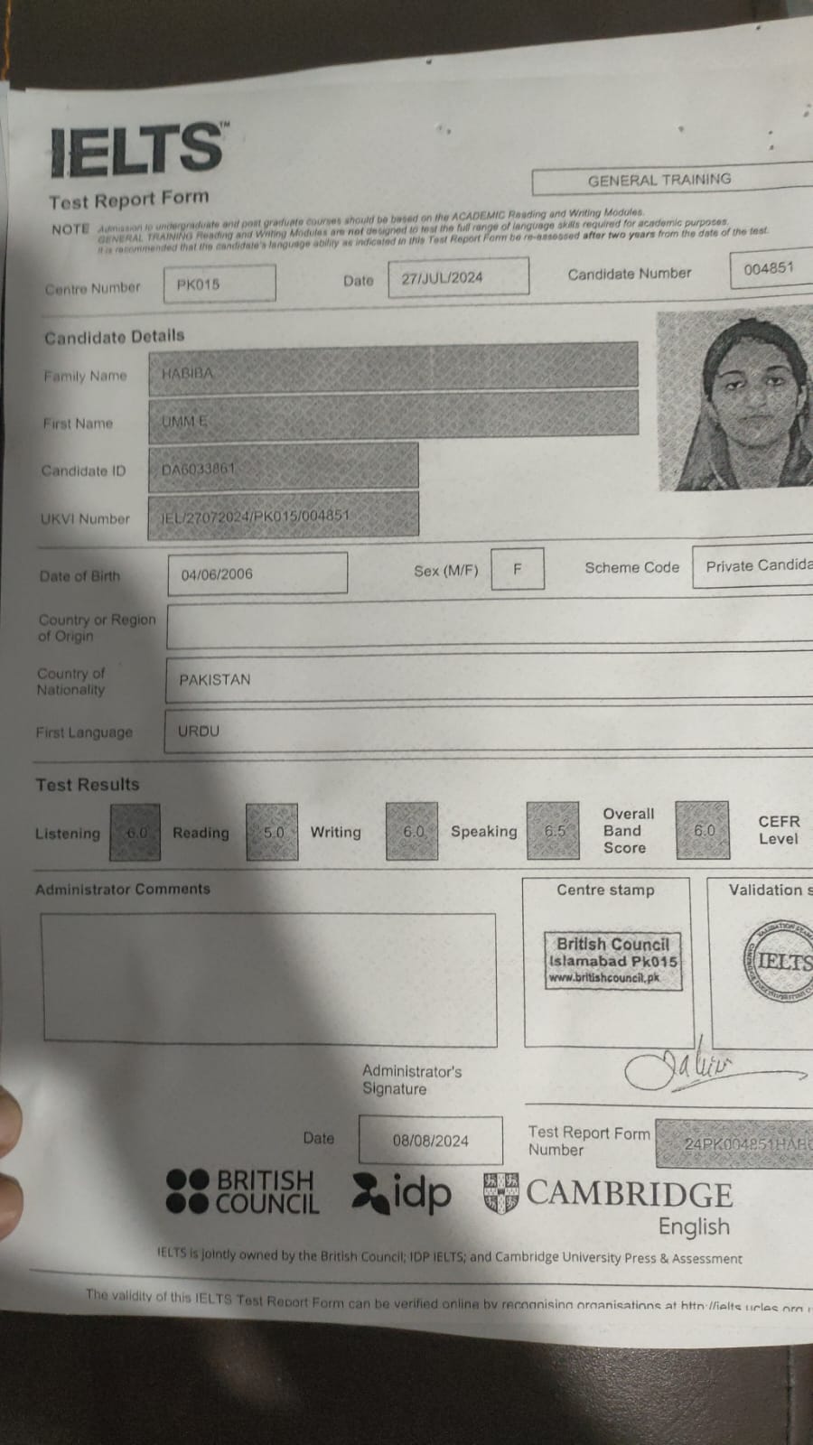 IELTS Certificate