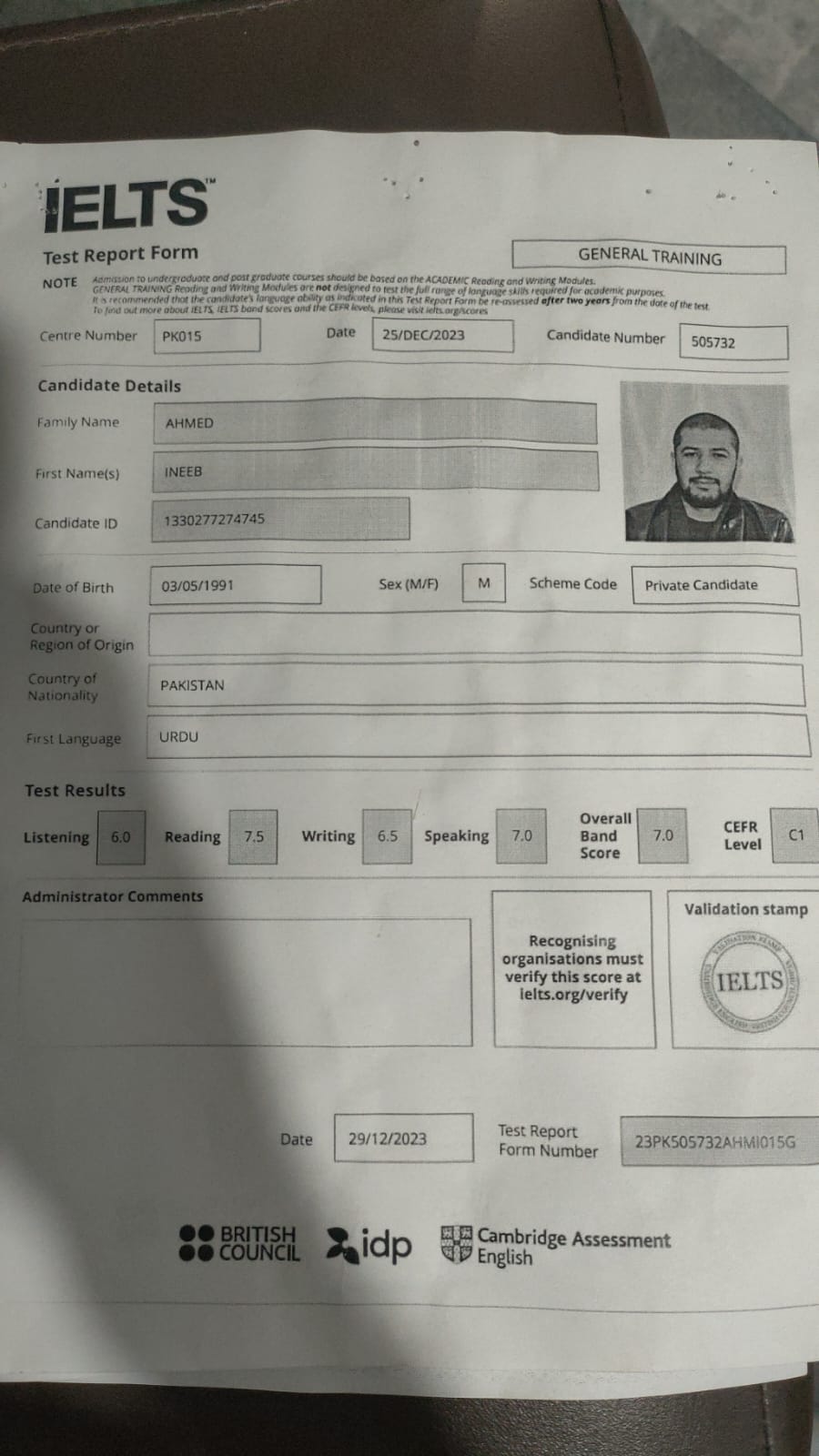 IELTS Certificate