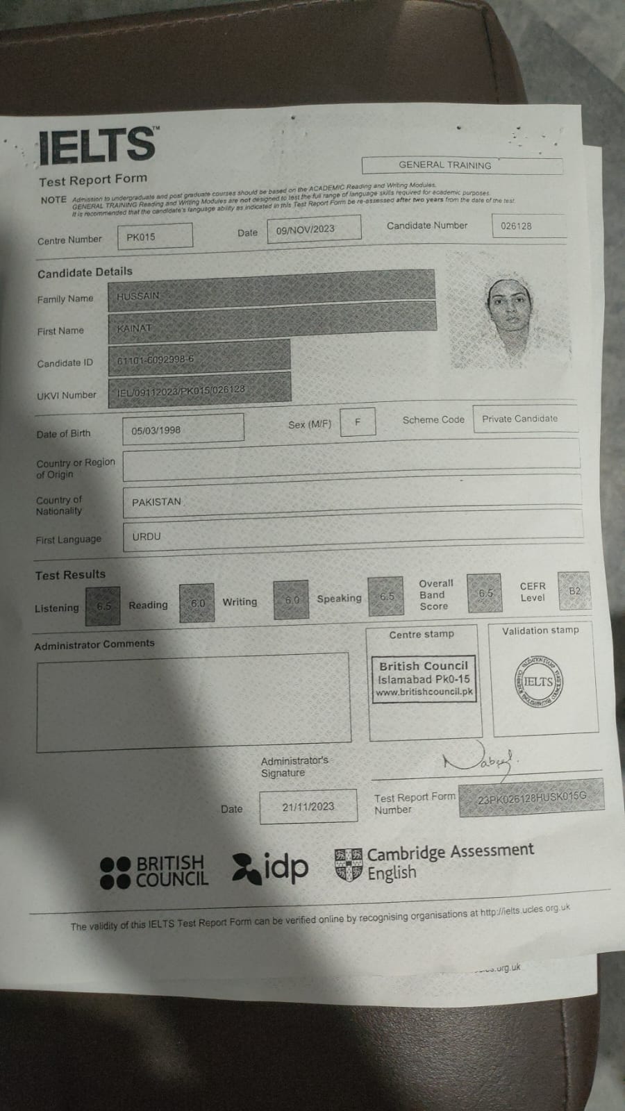 IELTS Certificate