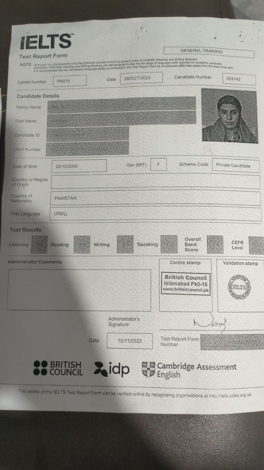 IELTS Certificate