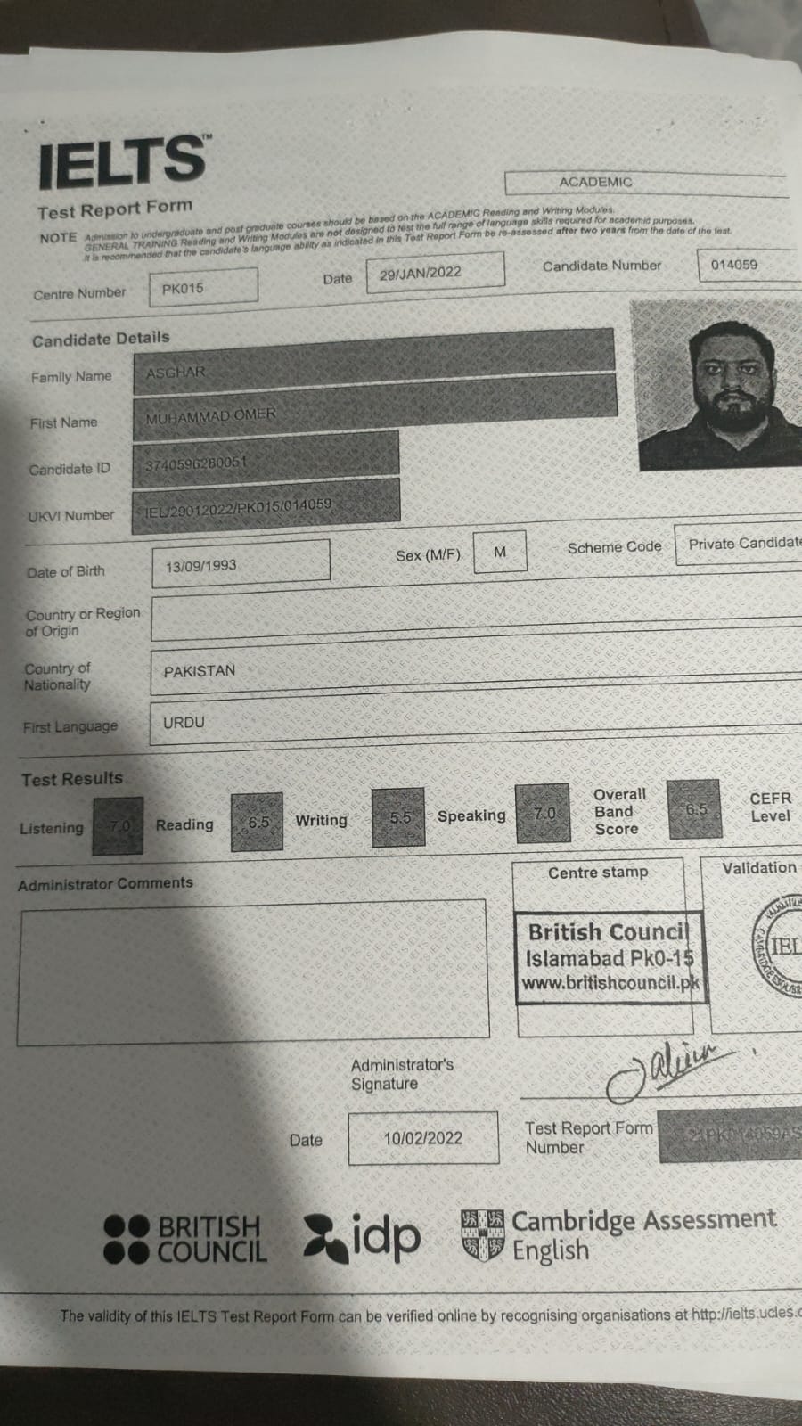 IELTS Certificate