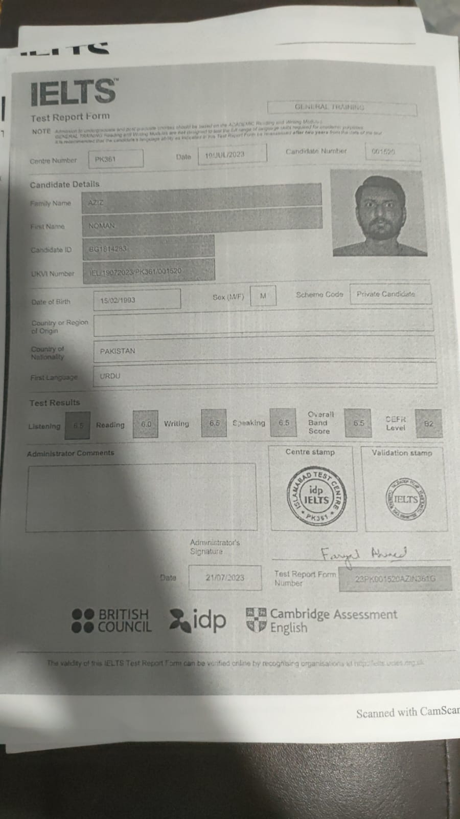 IELTS Certificate