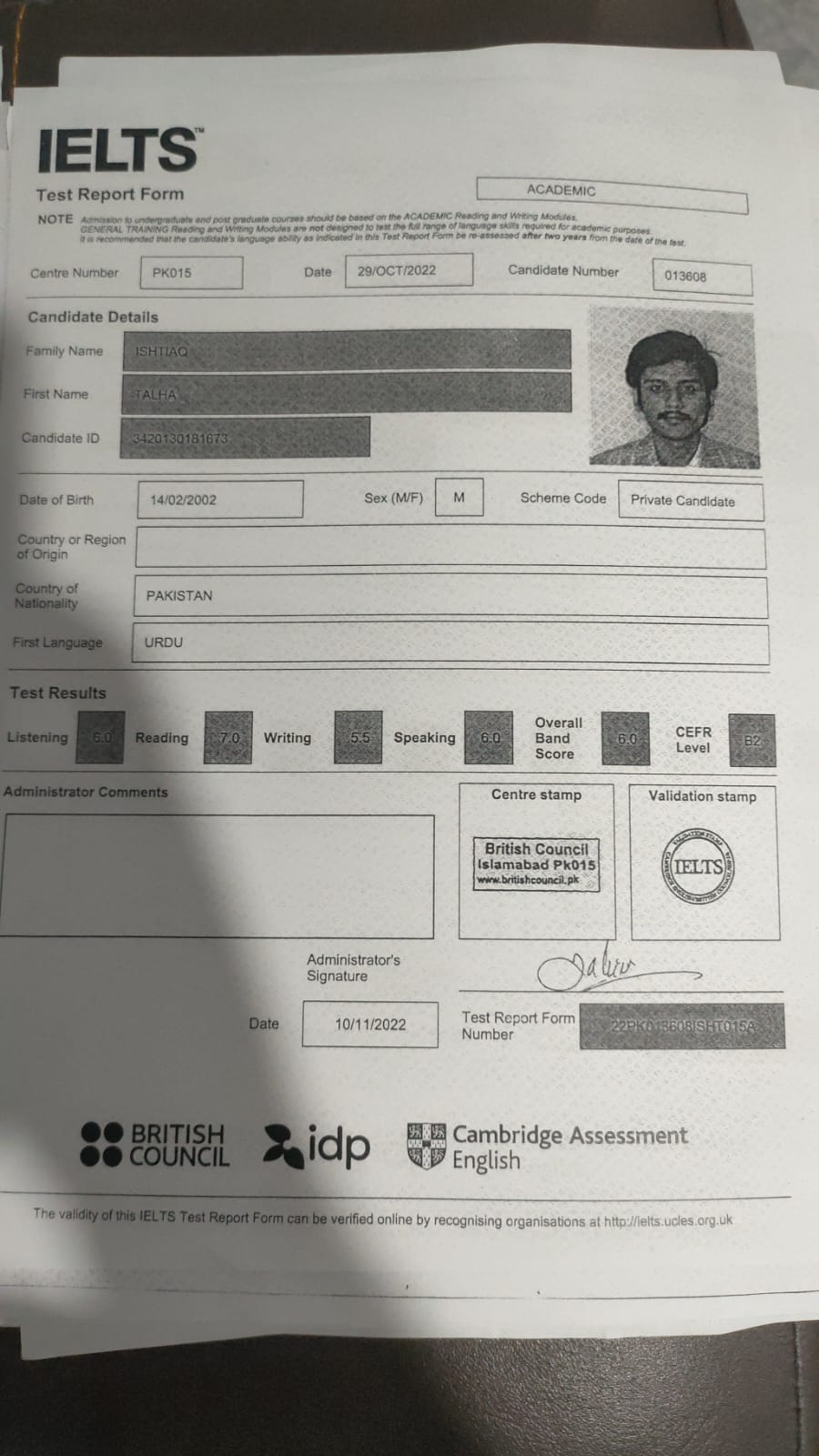 IELTS Certificate