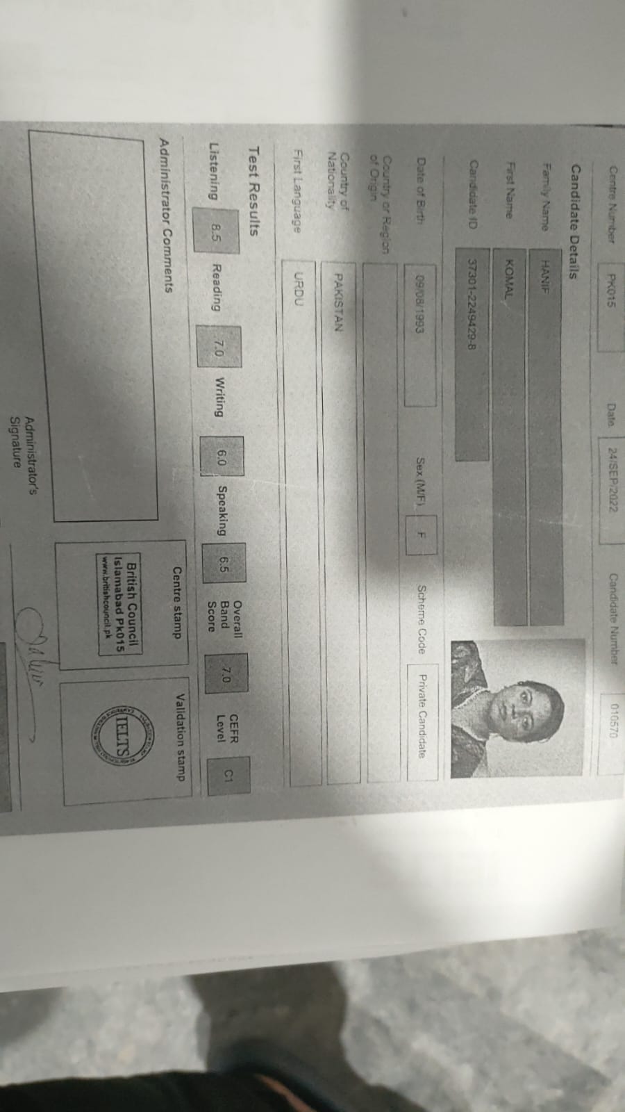 IELTS Certificate