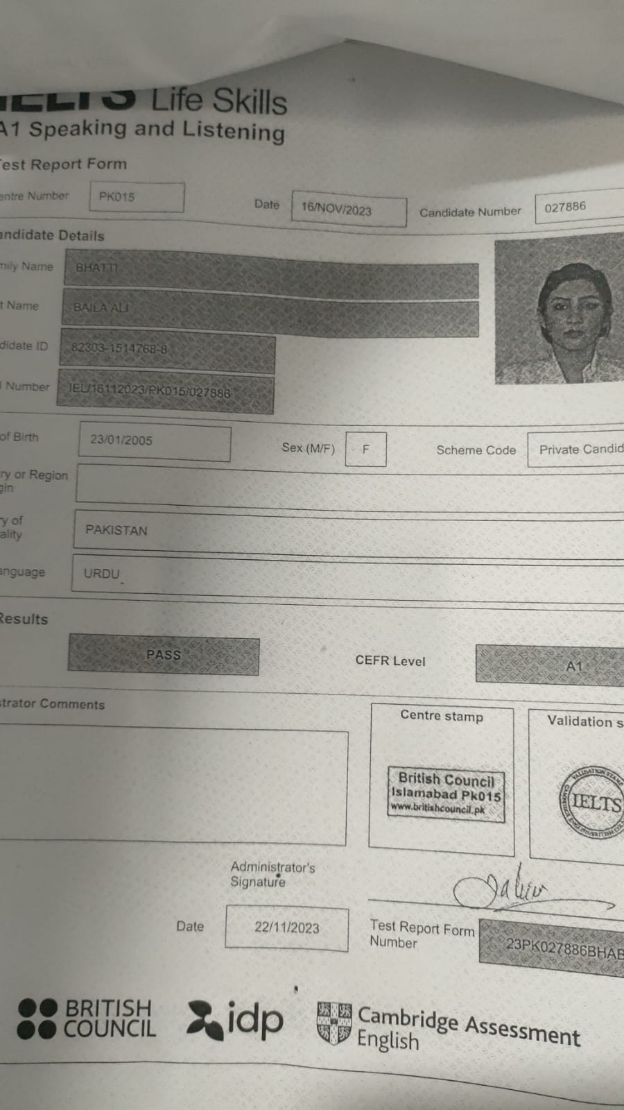 IELTS Certificate